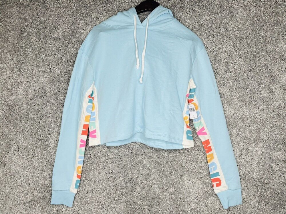 Women's Disney Magic Cropped Hoodie Sweater Small Light Blue Brand New With Tags